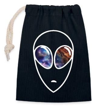 Alien looking in Space - Galaxie Augen - Verschließbarer Geschenkbeutel aus Baumwolle (14x20cm) - Navy - Vorne
