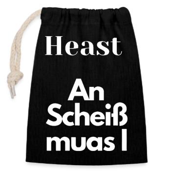 Steirischer Spruch Design - Verschließbarer Geschenkbeutel aus Baumwolle (14x20cm) - Schwarz - Vorne