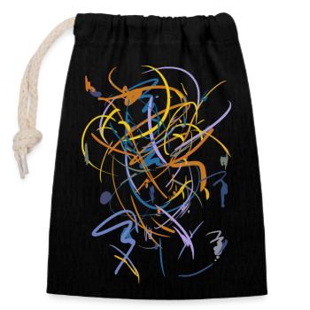 Abstract - Closable cotton gift bag (14x20cm) - black - Front