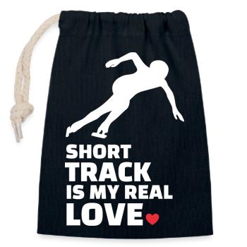 I love short track and ice skating - Closable cotton gift bag (14x20cm) - navy - Front