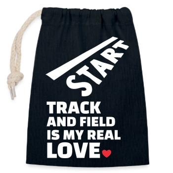 Ich Liebe Leichtathletik - Verschließbarer Geschenkbeutel aus Baumwolle (14x20cm) - Navy - Vorne