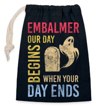 Vocation de pompes funèbres - Sac cadeau en coton avec cordon (14 x 20 cm) - bleu marine - Devant
