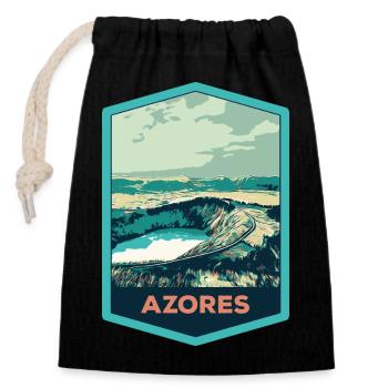 Coat of Arms Lagoon 7 Cities, S. Miguel, Azores Portugal - Closable cotton gift bag (14x20cm) - black - Front
