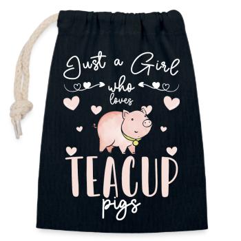 Teacup Pig Piggy Breeder - Closable cotton gift bag (14x20cm) - navy - Front