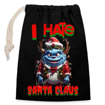 I hate the father christmas - Closable cotton gift bag (14x20cm) - black - Front