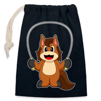 Pferd Seilspringen Springseil Fitness - Verschließbarer Geschenkbeutel aus Baumwolle (14x20cm) - Navy - Vorne