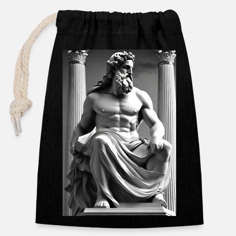 Zeus II - Closable cotton gift bag (14x20cm) - black