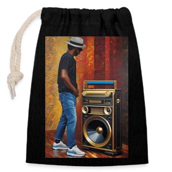 Old School Ghettoblaster - Verschließbarer Geschenkbeutel aus Baumwolle (14x20cm) - Schwarz - Vorne