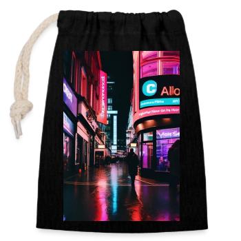 London Street Life II - Closable cotton gift bag (14x20cm) - black - Front