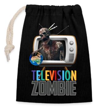 Television Zombie TV Zombie - Closable cotton gift bag (14x20cm) - black - Front