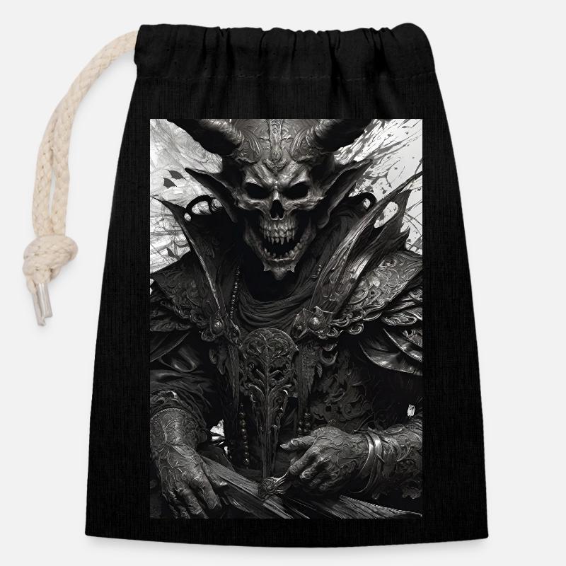 Demon - Closable cotton gift bag (14x20cm) - black