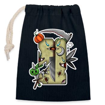 Damaged Halloween Tarot! By Pousse2Bambou! - Closable cotton gift bag (14x20cm) - navy - Front