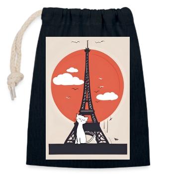 Cat Portrait - Closable cotton gift bag (14x20cm) - navy - Front