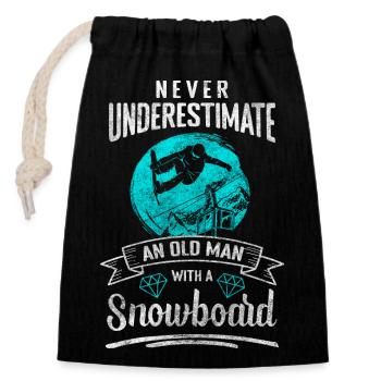 Snowboard Board Sport Winterurlaub - Verschließbarer Geschenkbeutel aus Baumwolle (14x20cm) - Schwarz - Vorne