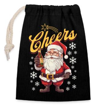 Santa Claus Liquor Rum Alcohol Beer Cheers - Closable cotton gift bag (14x20cm) - black - Front