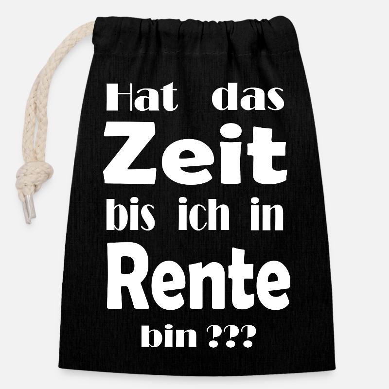 Rente - Verschließbarer Geschenkbeutel aus Baumwolle (14x20cm) - Schwarz