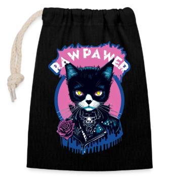 Gothic Cat - Closable cotton gift bag (14x20cm) - black - Front