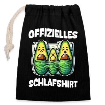 Offizielles Schlafshirt - Avocado Familie schläft - Verschließbarer Geschenkbeutel aus Baumwolle (14x20cm) - Schwarz - Vorne