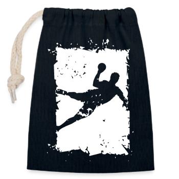 Handball Throw Explosion Destruction Illustration - Closable cotton gift bag (14x20cm) - navy - Front
