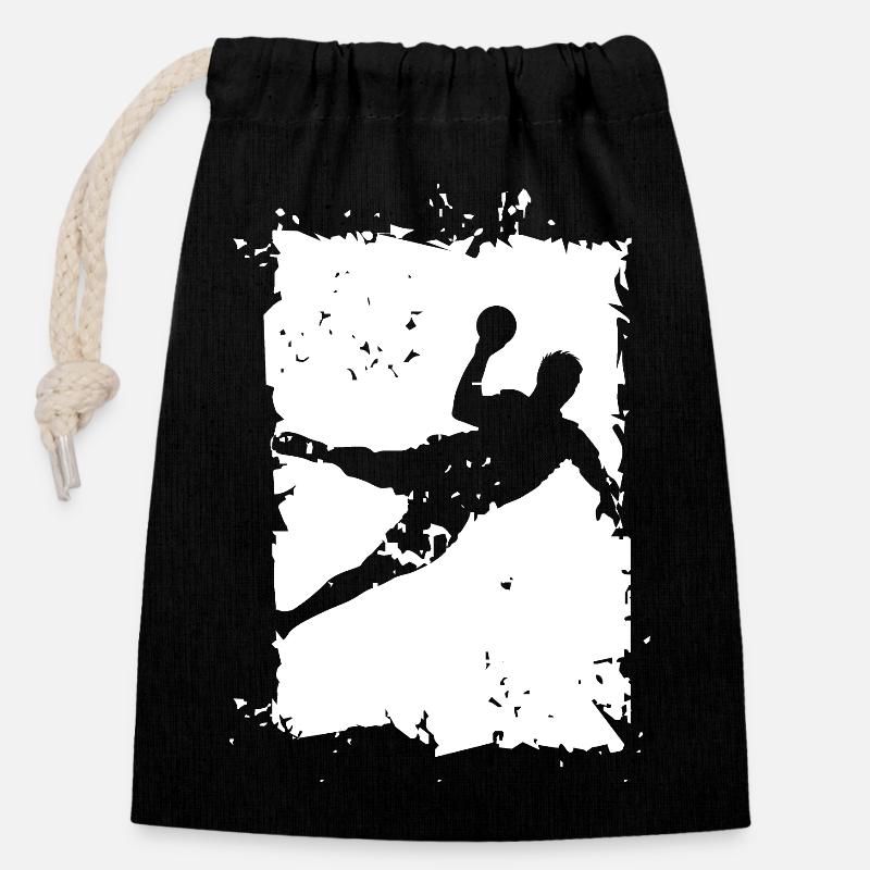 Handball Wurf Explosion Zerstörung Illustration - Verschließbarer Geschenkbeutel aus Baumwolle (14x20cm) - Schwarz