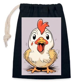 Cart(oon)Chicken - Closable cotton gift bag (14x20cm) - navy - Front
