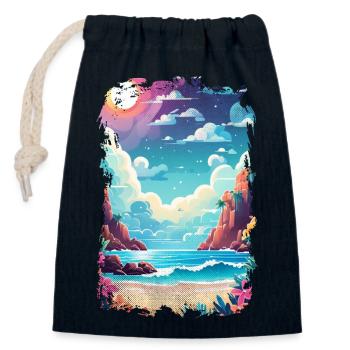Beach Holidays Sun Sea - Closable cotton gift bag (14x20cm) - navy - Front