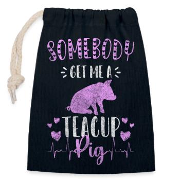 Pig Small Breeder Pig - Closable cotton gift bag (14x20cm) - navy - Front