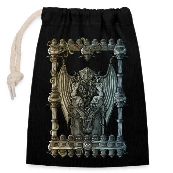 Cthulhu - Closable cotton gift bag (14x20cm) - black - Front