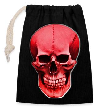Red Scull - Verschließbarer Geschenkbeutel aus Baumwolle (14x20cm) - Schwarz - Vorne