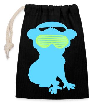 Cool DJ Koala Bear Koala Bear Silhouette Party Music - Closable cotton gift bag (14x20cm) - black - Front