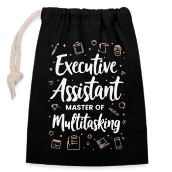 Assistent der Geschäftsführung Multitasking Expert - Verschließbarer Geschenkbeutel aus Baumwolle (14x20cm) - Schwarz - Vorne