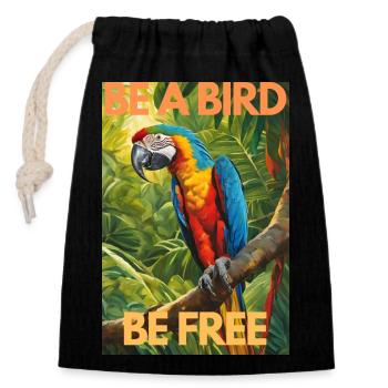 Freedom - Closable cotton gift bag (14x20cm) - black - Front