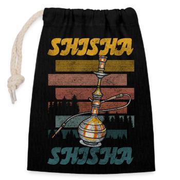 Shisha Raucher Qualm Bar - Verschließbarer Geschenkbeutel aus Baumwolle (14x20cm) - Schwarz - Vorne