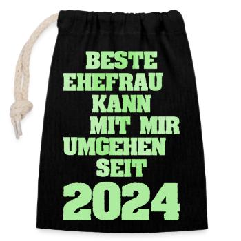 2024 - Verschließbarer Geschenkbeutel aus Baumwolle (14x20cm) - Schwarz - Vorne