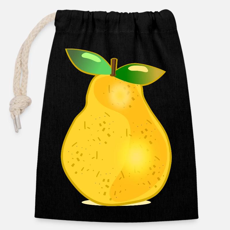 FRUITS POIRE MÛRE - Sac cadeau en coton avec cordon (14 x 20 cm) - noir