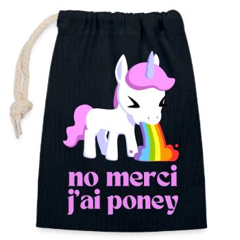Nein danke, ich habe Pony - Verschließbarer Geschenkbeutel aus Baumwolle (14x20cm) - Navy - Vorne