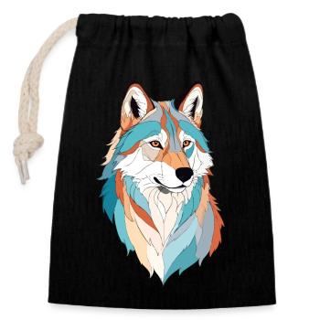 Wolf Vektor Kunst mit lebendiger Farbe Illustration - Verschließbarer Geschenkbeutel aus Baumwolle (14x20cm) - Schwarz - Vorne