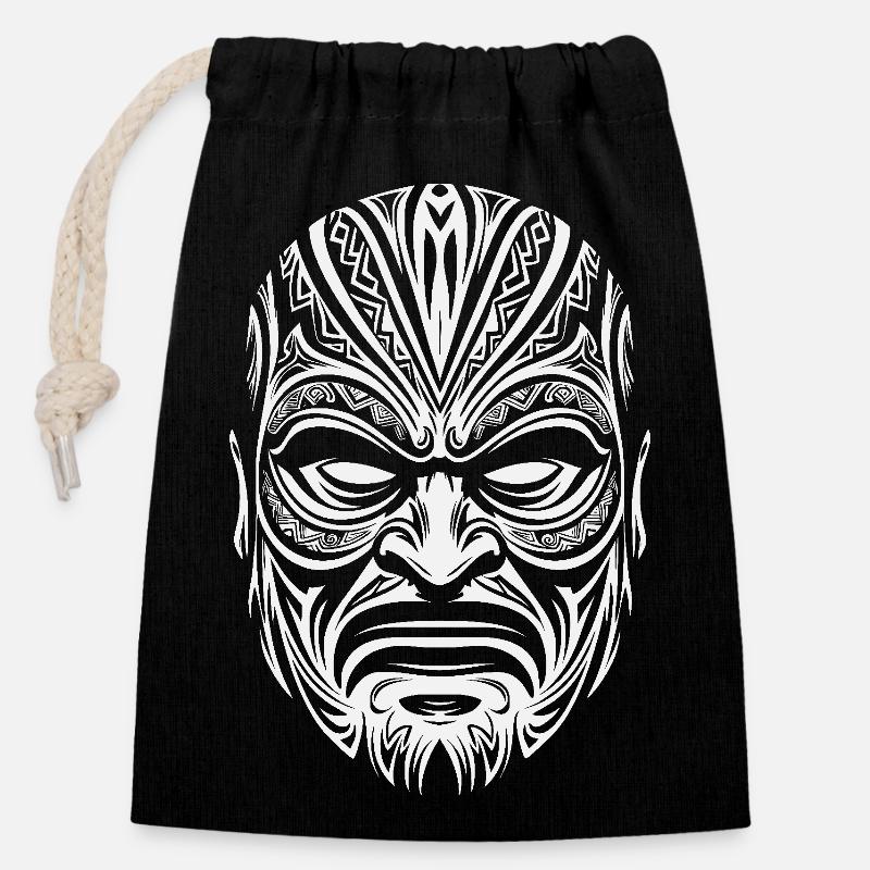 Maori - Closable cotton gift bag (14x20cm) - black