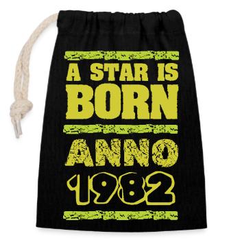 1982 - Closable cotton gift bag (14x20cm) - black - Front