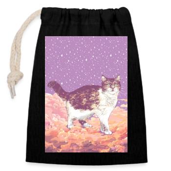 CLOUD CAT - Closable cotton gift bag (14x20cm) - black - Front