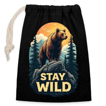 Bear Stay Wild - Closable cotton gift bag (14x20cm) - black - Front