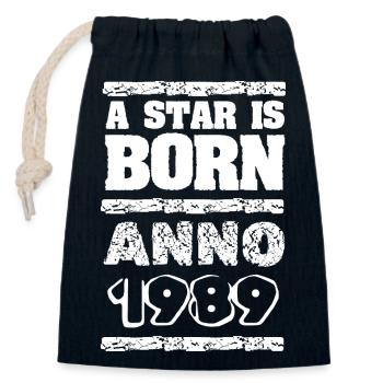 Jahr 1989 - Verschließbarer Geschenkbeutel aus Baumwolle (14x20cm) - Navy - Vorne