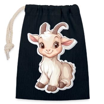 Chèvre - Sac cadeau en coton avec cordon (14 x 20 cm) - bleu marine - Devant