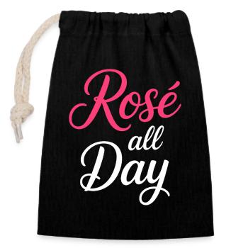 Rosé All Day Rosa - Closable cotton gift bag (14x20cm) - black - Front