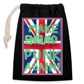 A3_MAKE_ENGLAND_PUNK_AGAIN - Verschließbarer Geschenkbeutel aus Baumwolle (14x20cm) - Schwarz - Vorne