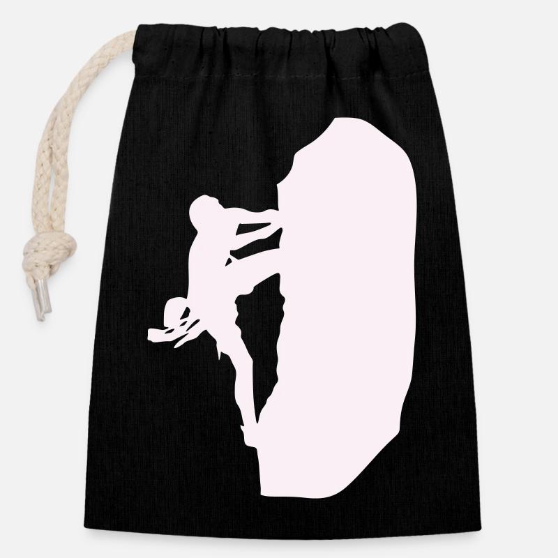 klettern_bergsteigen_silhouette- - Closable cotton gift bag (14x20cm) - black