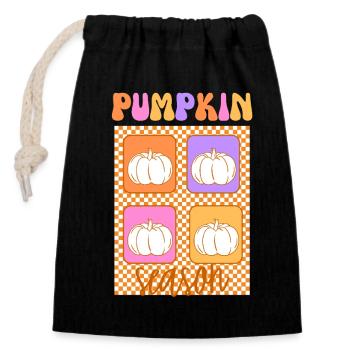 🎃 Pumpkin Season – Retro Style 🍂 - Verschließbarer Geschenkbeutel aus Baumwolle (14x20cm) - Schwarz - Vorne