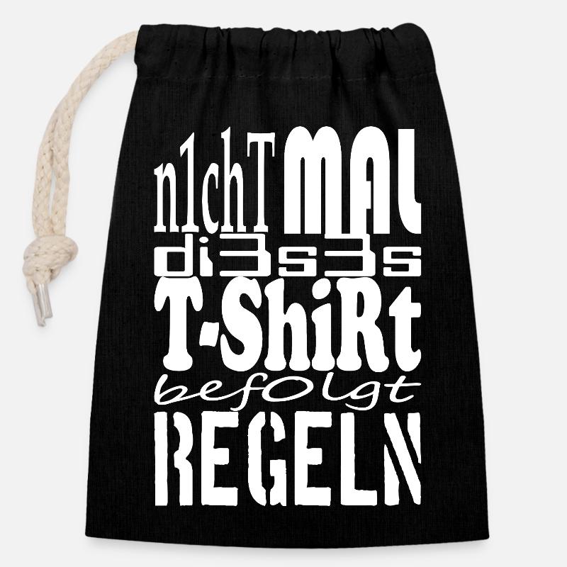 Même ce t-shirt ne suit pas les règles en blanc - Sac cadeau en coton avec cordon (14 x 20 cm) - noir