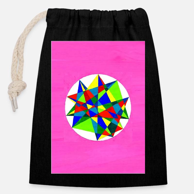 Colorful Mandala! - Verschließbarer Geschenkbeutel aus Baumwolle (14x20cm) - Schwarz