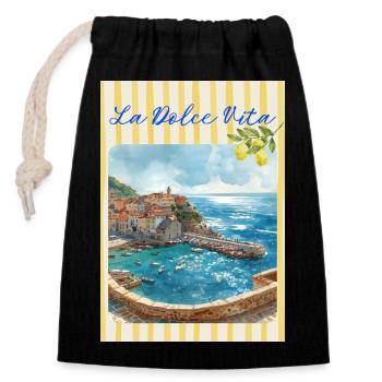 Dolce_20250909_222746_0000 - Sac cadeau en coton avec cordon (14 x 20 cm) - noir - Devant